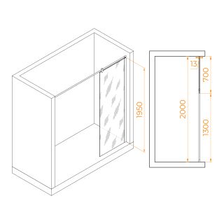 Душевая перегородка RGW WA-034 351003407-11 70см хром